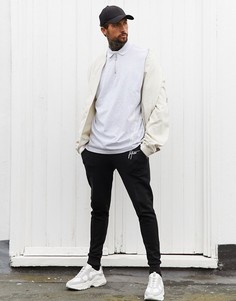 Oversized-поло с длинными рукавами, горловиной на молнии и логотипом ASOS DESIGN x Dark Future-Серый