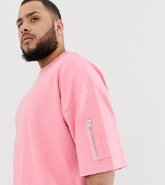 Розовая длинная oversize-футболка с карманом MA1 от ASOS DESIGN Plus-Розовый