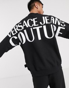 Черный свитер с крупной надписью на спине Versace Jeans