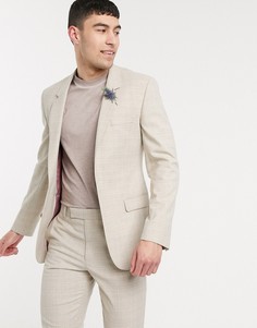 Светло-бежевый пиджак скинни в клетку ASOS DESIGN wedding