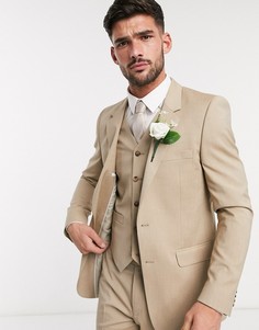 Светло-бежевый приталенный пиджак ASOS DESIGN wedding
