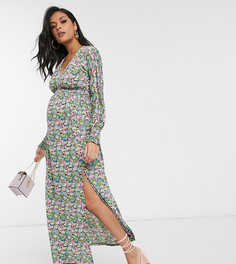 Платье макси с присборенной талией и цветочным принтом ASOS DESIGN Maternity-Мульти