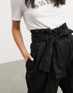 Широкие брюки с завышенной присборенной талией JDY Donna-Черный