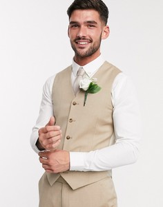 Светло-бежевый зауженный жилет ASOS DESIGN wedding