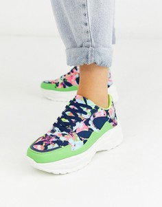 Зеленые кроссовки на массивной подошве ASOS DESIGN-Мульти