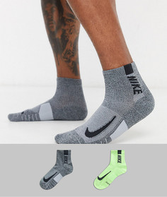 Набор из 2 пар неоновых носков с логотипом Nike Running-Зеленый