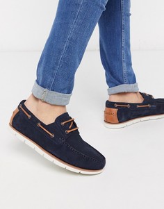 Темно-синие мокасины на белой подошве ASOS DESIGN-Темно-синий