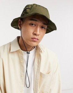 Панама цвета хаки в стиле сафари с маленьким карманом ASOS DESIGN-Зеленый