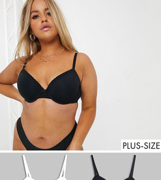 2 футболки-лифа черного и белого цвета Dorina Plus Size-Мульти