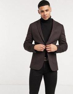 Трикотажный супероблегающий пиджак в мелкую клетку ASOS DESIGN-Красный