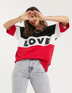 Oversized-футболка с надписью "love" Love Moschino-Мульти