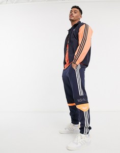 Темно-синяя олимпийка с контрастными рукавами adidas Originals-Темно-синий