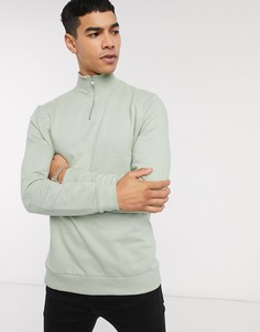Светло-зеленый свитшот из органического хлопка с воротом на молнии ASOS DESIGN