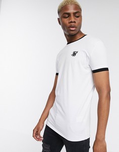 Белая футболка с окантовкой и логотипом SikSilk-Белый