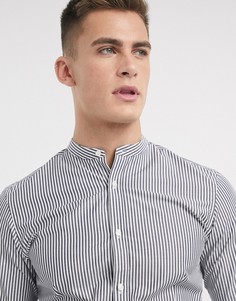 Белая рубашка в полоску узкого кроя с воротником на пуговице Jack & Jones Premium-Белый