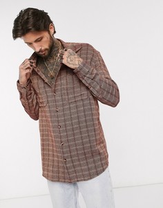 Бордовая фактурная oversized-рубашка ASOS DESIGN-Красный