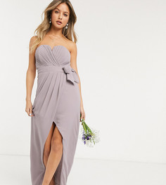 Серое платье мидакси с запахом и складками TFNC bridesmaid-Серый