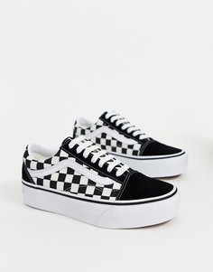 Кеды на платформе с принтом в шахматную клетку Vans Old Skool-Черный