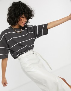 Oversized-футболка в тонкую полоску ASOS DESIGN-Серый