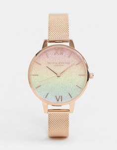 Часы с сетчатым ремешком цвета розового золота Olivia Burton OB16RB18-Золотой