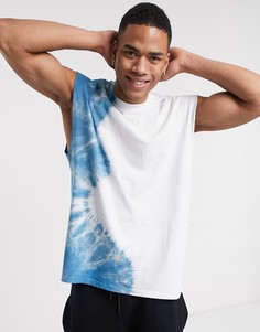 Oversized-футболка без рукавов с синим принтом тай-дай ASOS DESIGN-Синий
