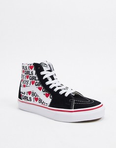 Черные кеды с сердцами Vans SK8-Hi-Черный