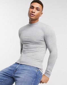 Серый обтягивающий лонгслив ASOS DESIGN