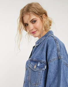Синяя джинсовая oversized-куртка Bershka-Синий