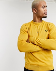 Желтый хлопковый джемпер с круглым вырезом Fred Perry