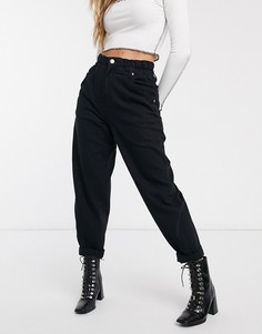 Черные свободные брюки с эластичным поясом Bershka-Черный