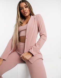 Трикотажный однобортный пиджак ASOS DESIGN-Розовый