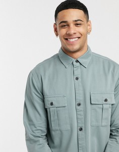 Голубая рубашка с длинными рукавами Topman-Синий