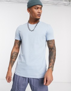 Голубая футболка из органического хлопка Bershka-Синий