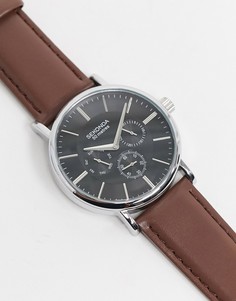 Часы с коричневым кожаным ремешком Sekonda эксклюзивно для Asos-Коричневый