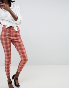 Джинсы скинни в клетку с завышенной талией ASOS DESIGN Ridley-Мульти