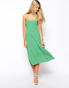 Приталенное платье миди с лифом бандо ASOS-Зеленый