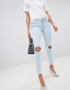 Джинсы скинни с заниженной талией и дырками на коленях ASOS DESIGN Whitby-Синий