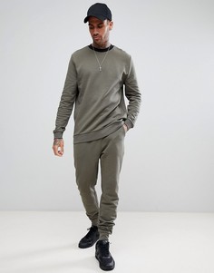 Спортивный костюм цвета хаки ASOS-Зеленый