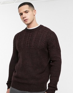 Бордовый джемпер с узором "косичка" Burton Menswear-Красный