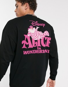 Oversize-лонгслив с принтом "Alice In Wonderland" ASOS DESIGN-Черный