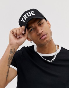 Черная бейсболка с белой вышивкой ASOS DESIGN-Черный