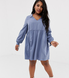 Повседневное платье мини с воротником ASOS DESIGN Curve-Серый