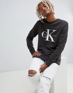 Свитер с крупным принтом на груди Calvin Klein Jeans-Серый
