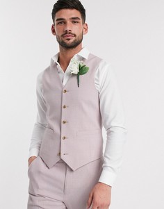 Розовый приталенный жилет ASOS DESIGN wedding
