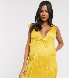 Желтый пляжный сарафан с присборенной отделкой ASOS DESIGN maternity