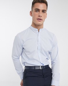 Голубая рубашка узкого кроя с воротником на пуговице Jack & Jones Premium-Синий