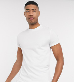 Белая футболка с круглым вырезом и отворотами на рукавах ASOS DESIGN Tall-Белый