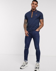 Темно-синее поло с планкой BOSS Athleisure-Темно-синий