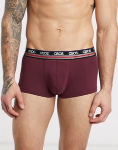 Бордовые короткие боксеры-брифы с фирменным поясом ASOS DESIGN-Красный