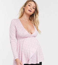 Топ с запахом в горошек ASOS DESIGN Maternity-Розовый